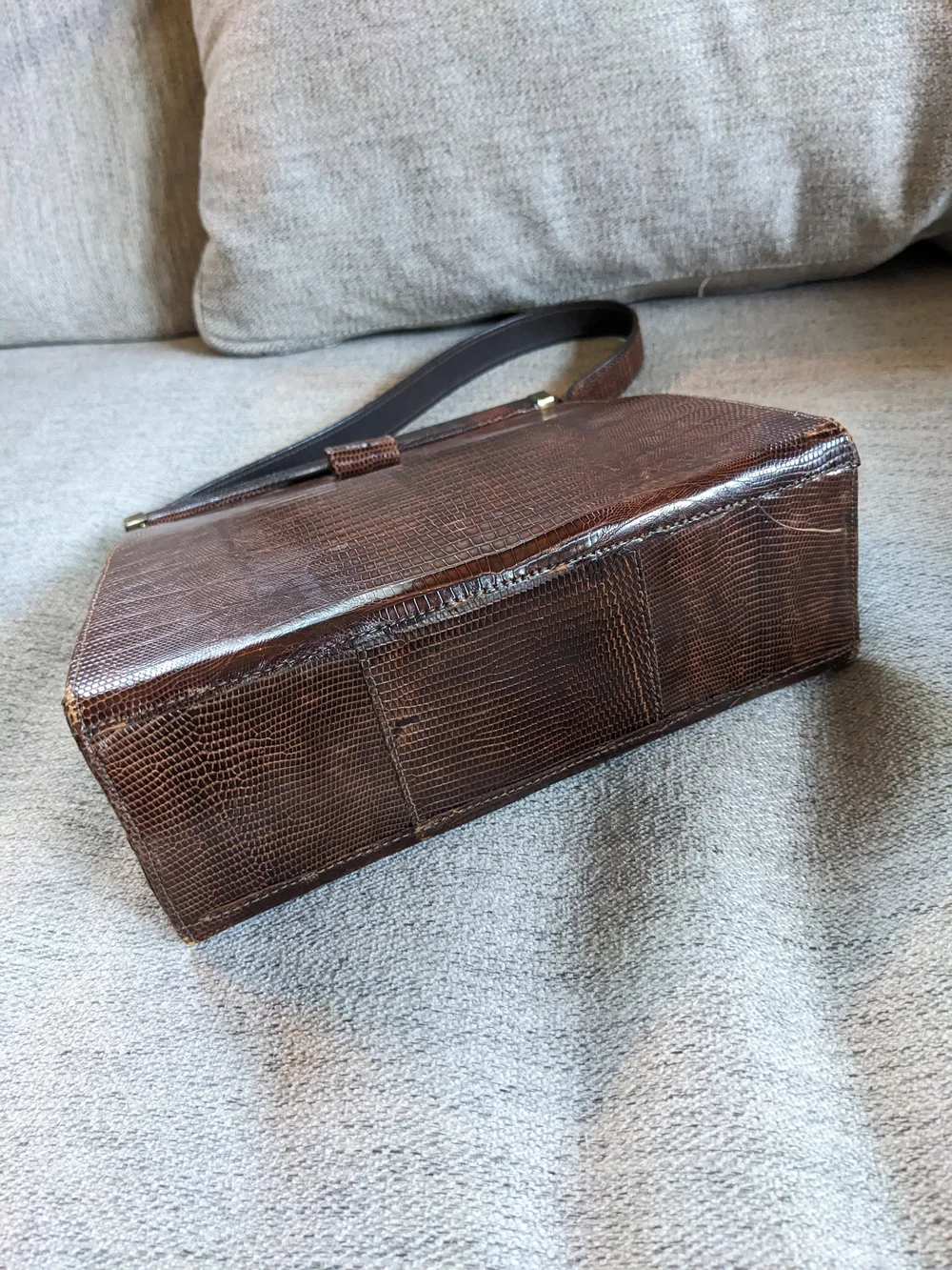 Classic Brown Textured Leather Top-Handle Bag